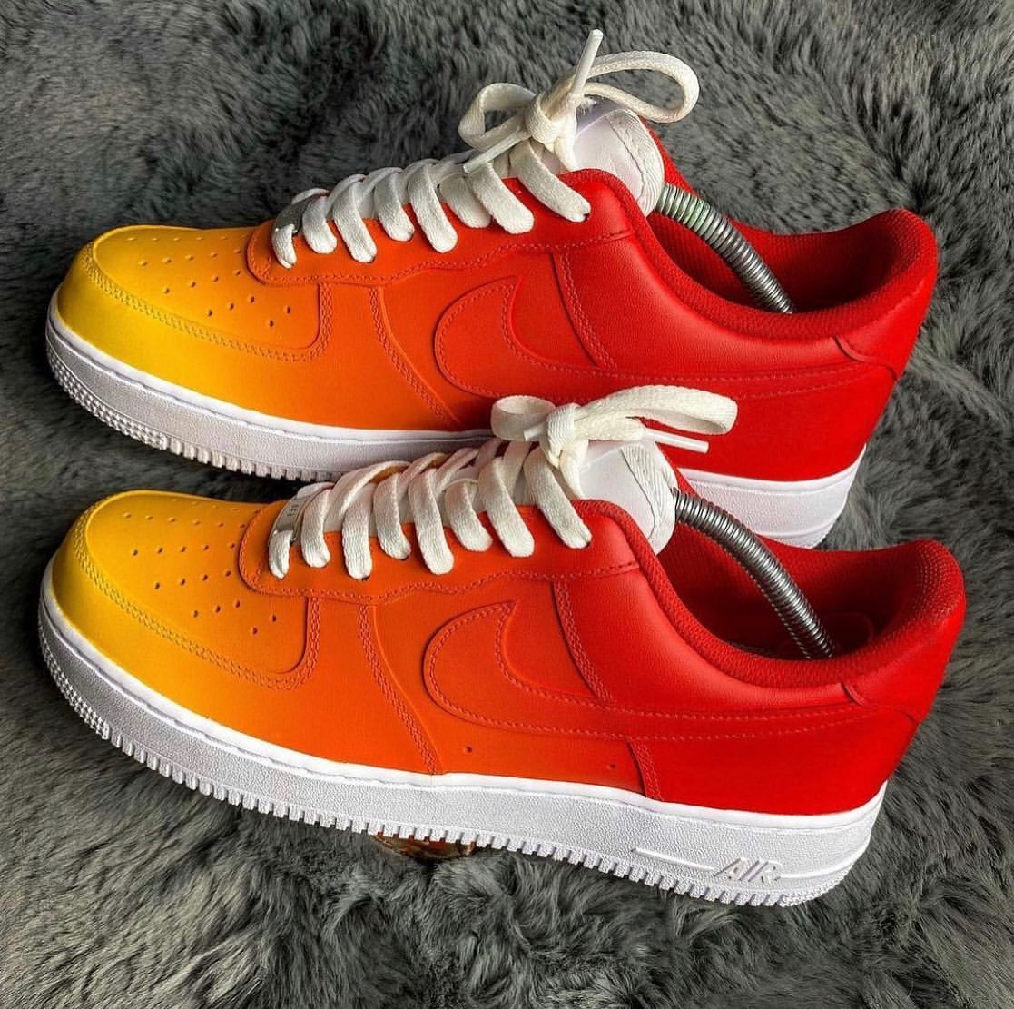 Warm Sunset Yellow Orange Red Gradient Aesthetic Custom AF 1s Shoes