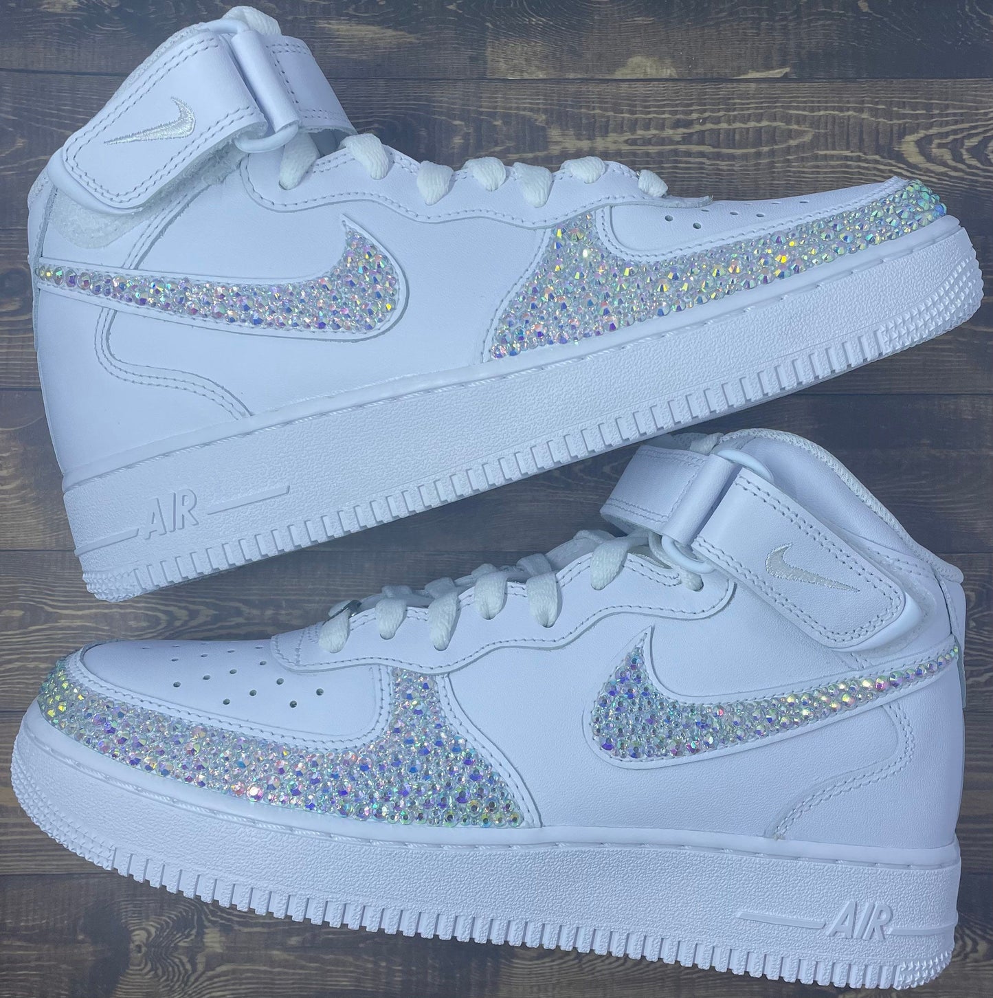 White Glitter Custom AF 1s Shoes