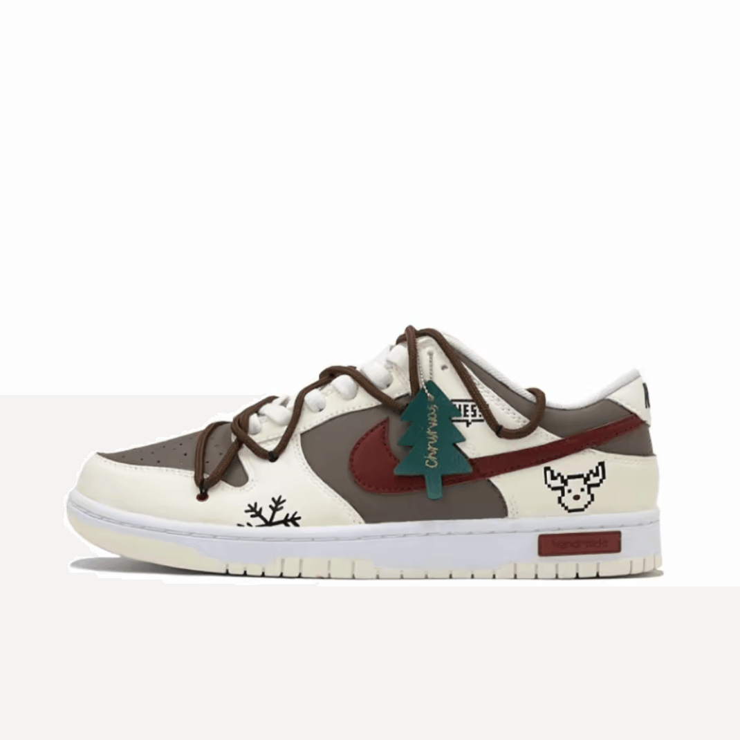 Christmas Gift Xmas Custom Dunk Gray Elk Red Swoosh