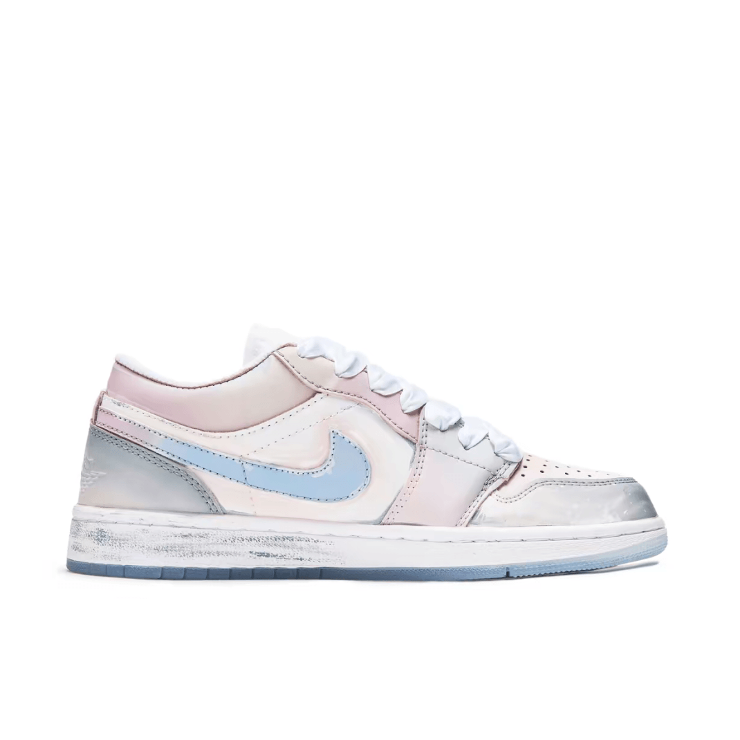 Christmas Gift Xmas Custom Air Jordan 1 Gray Pink Blue Snowflakes