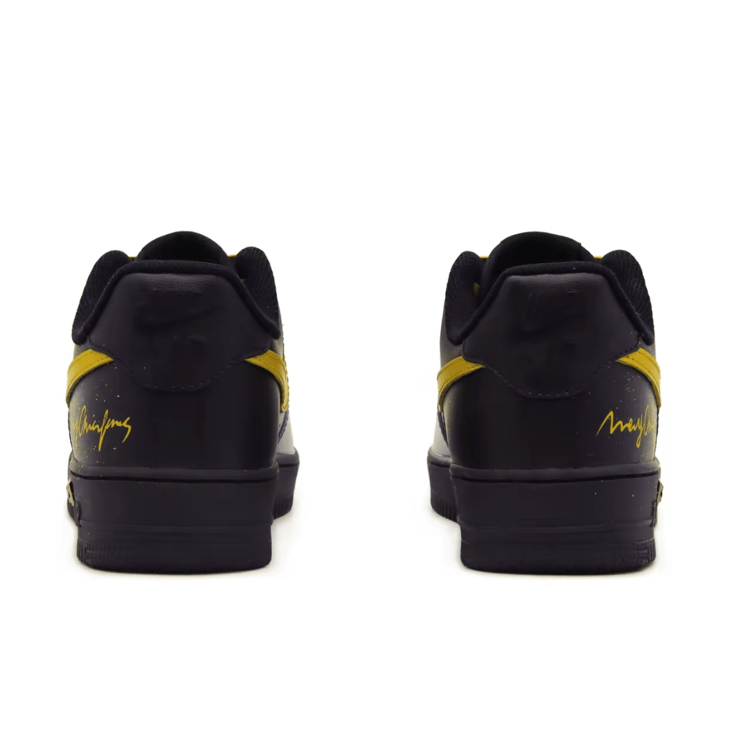 Christmas Gift Xmas Custom Air Force 1 White Gray And Black Gradient Gold Swoosh