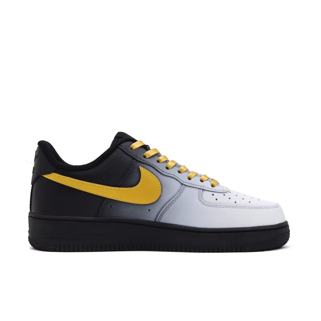 Christmas Gift Xmas Custom Air Force 1 White Gray And Black Gradient Gold Swoosh