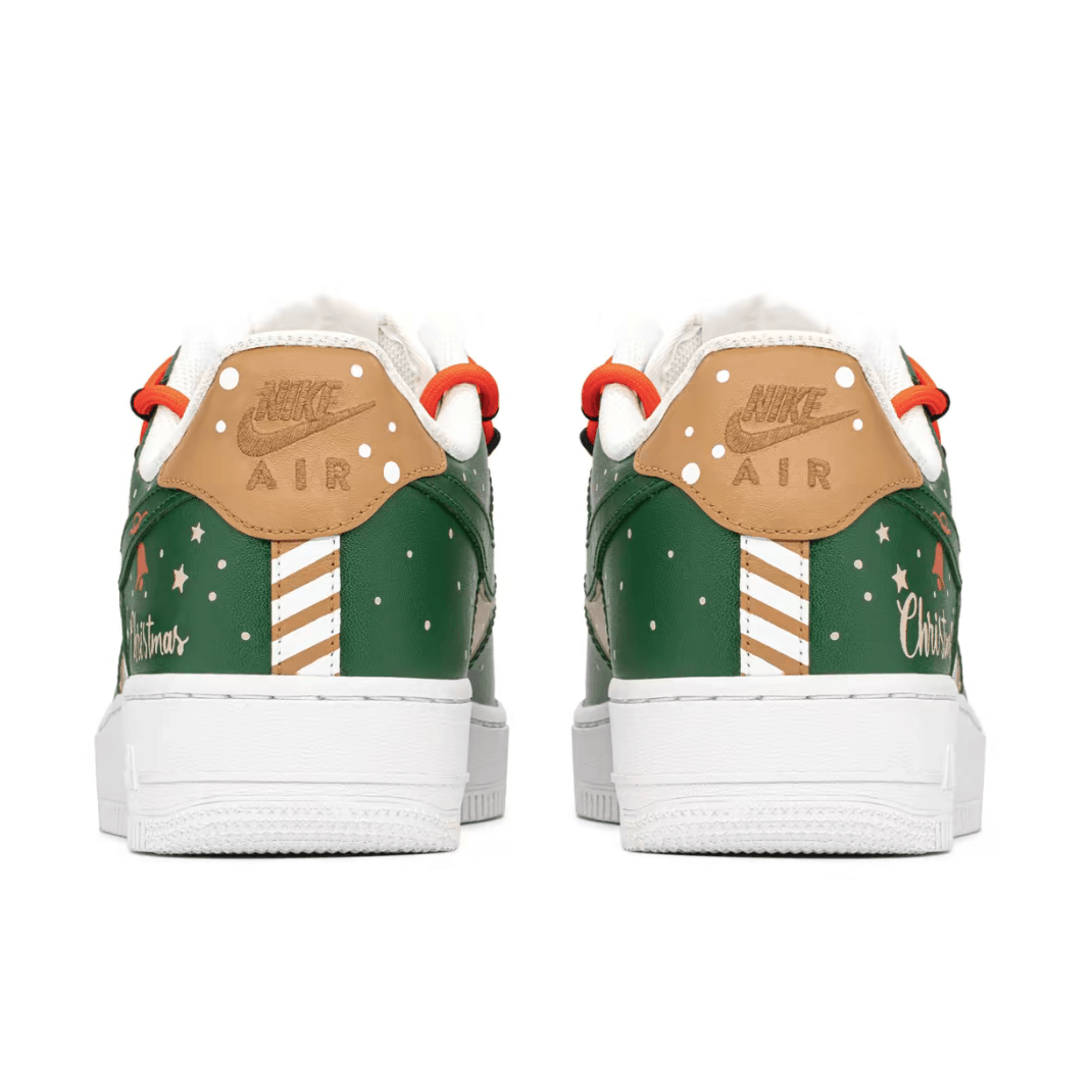 Christmas Gift Xmas Custom Air Force 1 Apricot Green Snowflake Elk Print