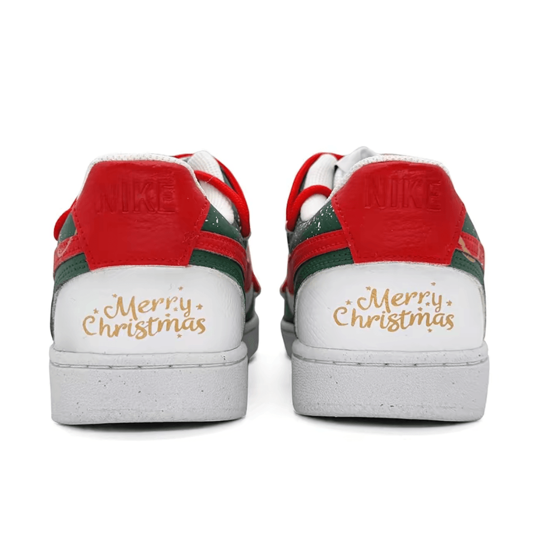 Christmas Gift Xmas Custom Air Force 1 Green Red Elk Snowflake Christmas Tree Print