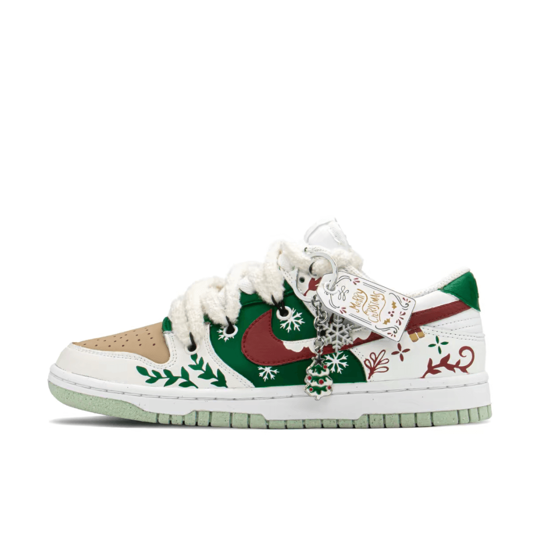 Christmas Gift Xmas Custom Dunk Khaki Green Red Christmas Tree Pendant