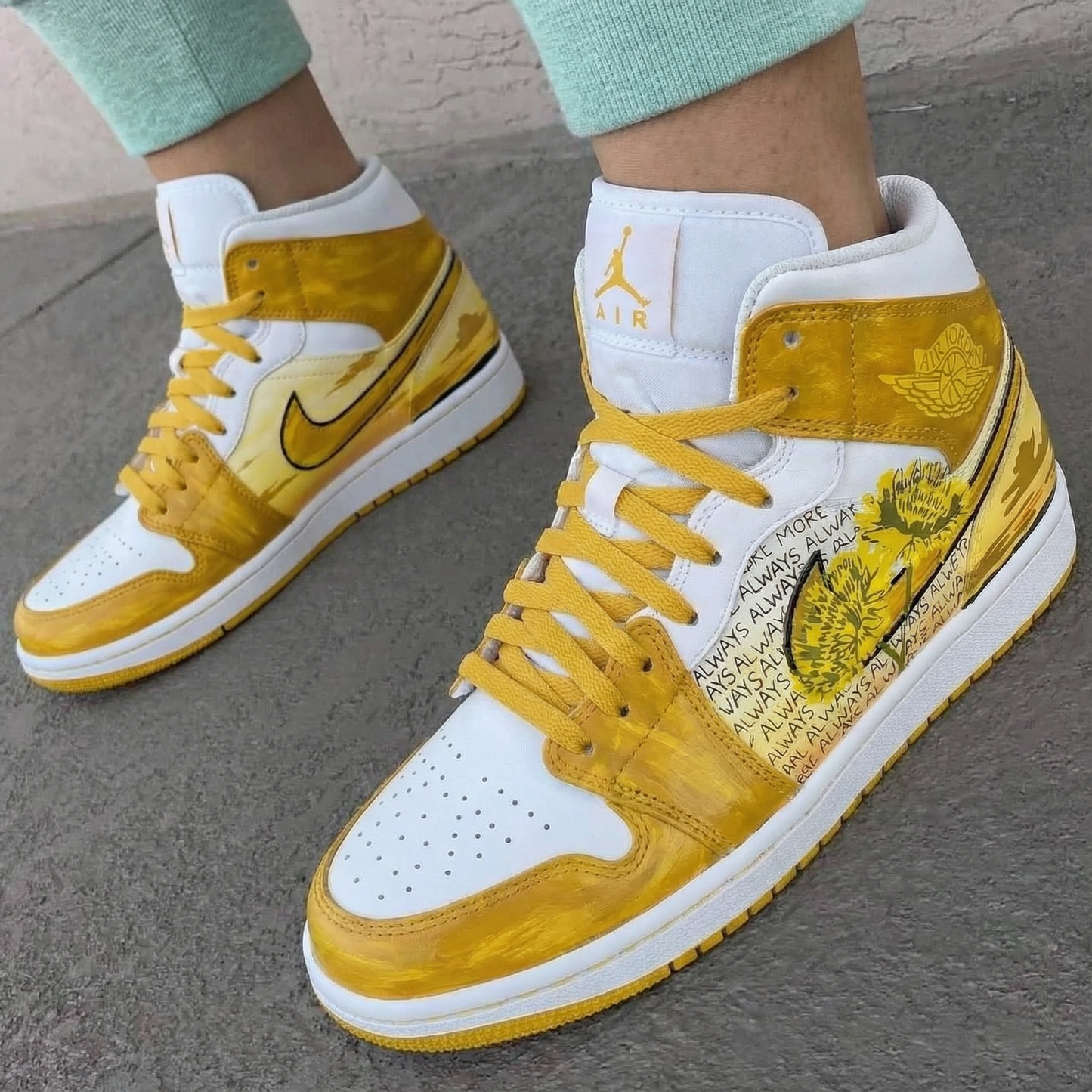Yellow Landscape Custom AJ 1s Shoes