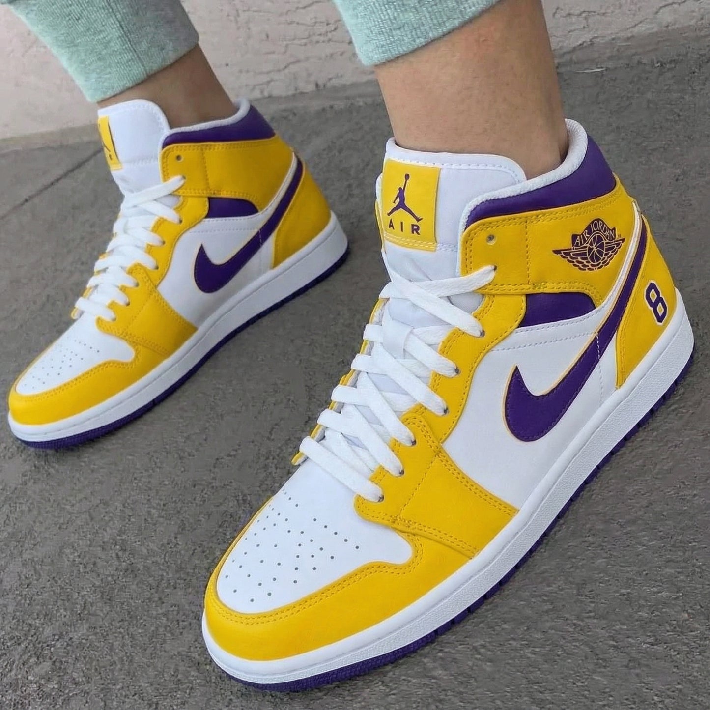Yellow Purple 8 Custom AJ 1s Shoes