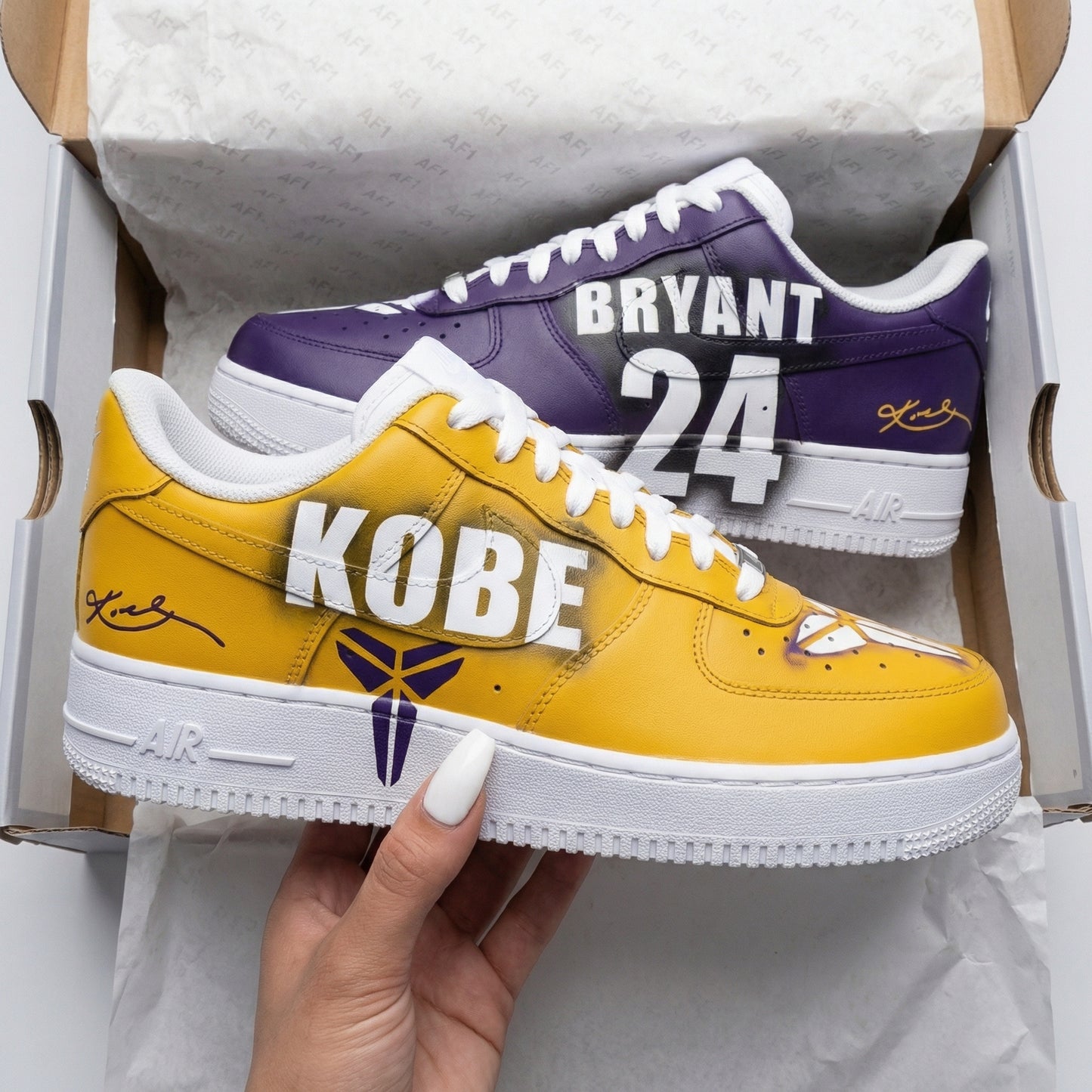 Yellow Purple Kobe Bryant 24 Custom AF 1s Shoes
