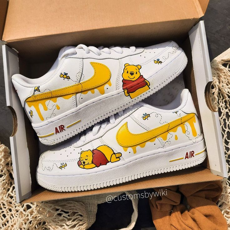 Yellow Winnie Custom AF 1s Shoes