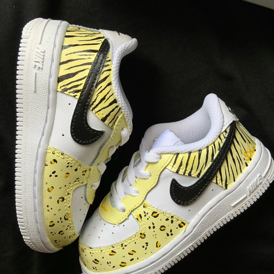 Yellow Zebra Leopard Custom AF 1s Shoes