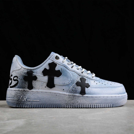 Unleash Your Style: Introducing BLUE/PINK CHROME HEARTS CUSTOM SNEAKERS AIR FORCE 1!