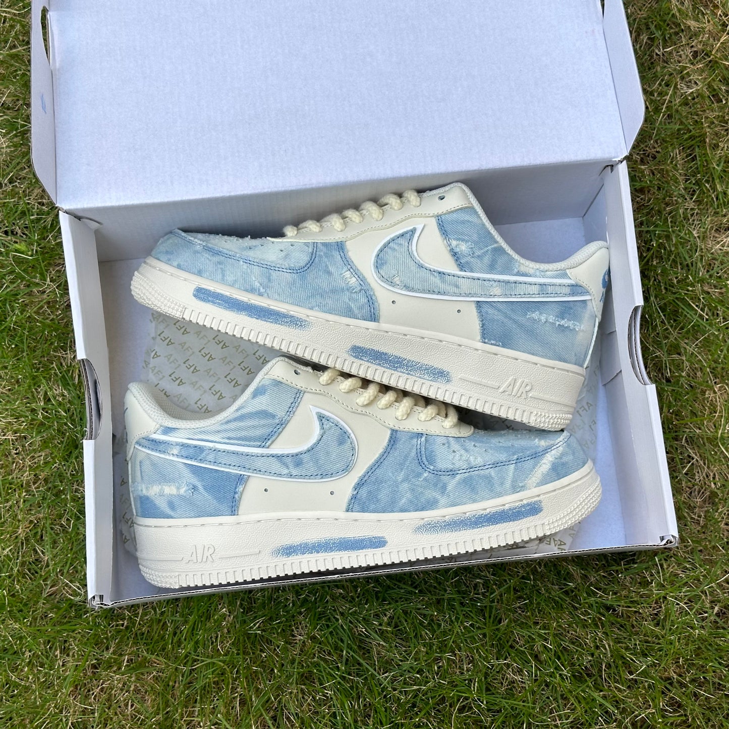 Custom Air Force 1 Blue White Denim Style