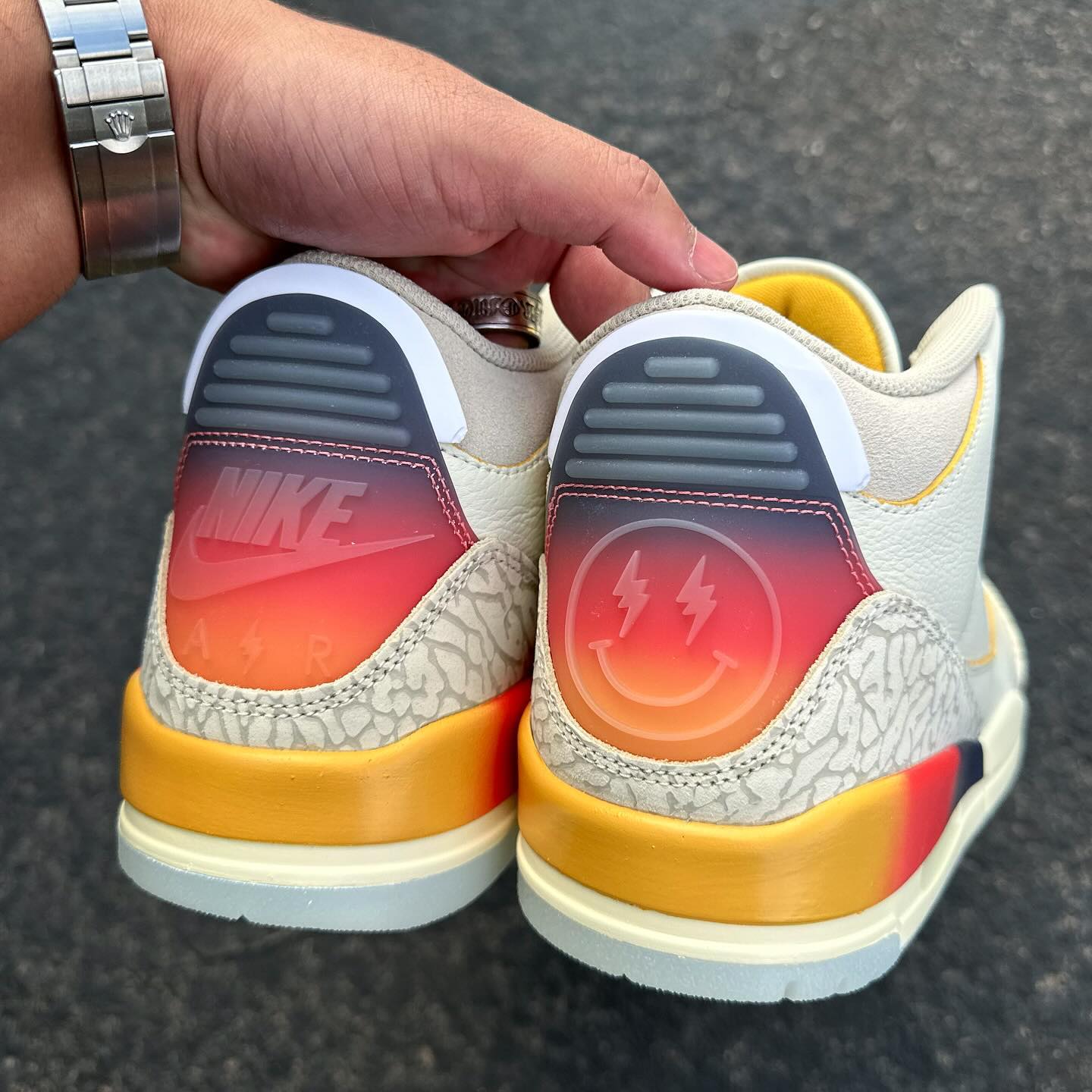 Beige Sunset Custom Sneakers Air Jordan 3