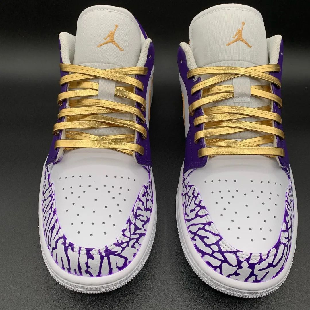 Golden Purple Net Custom Sneakers Air Jordan 1 Low