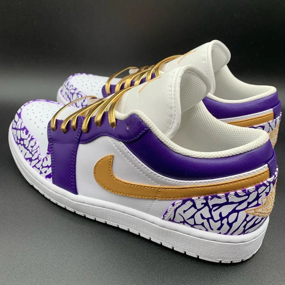 Golden Purple Net Custom Sneakers Air Jordan 1 Low