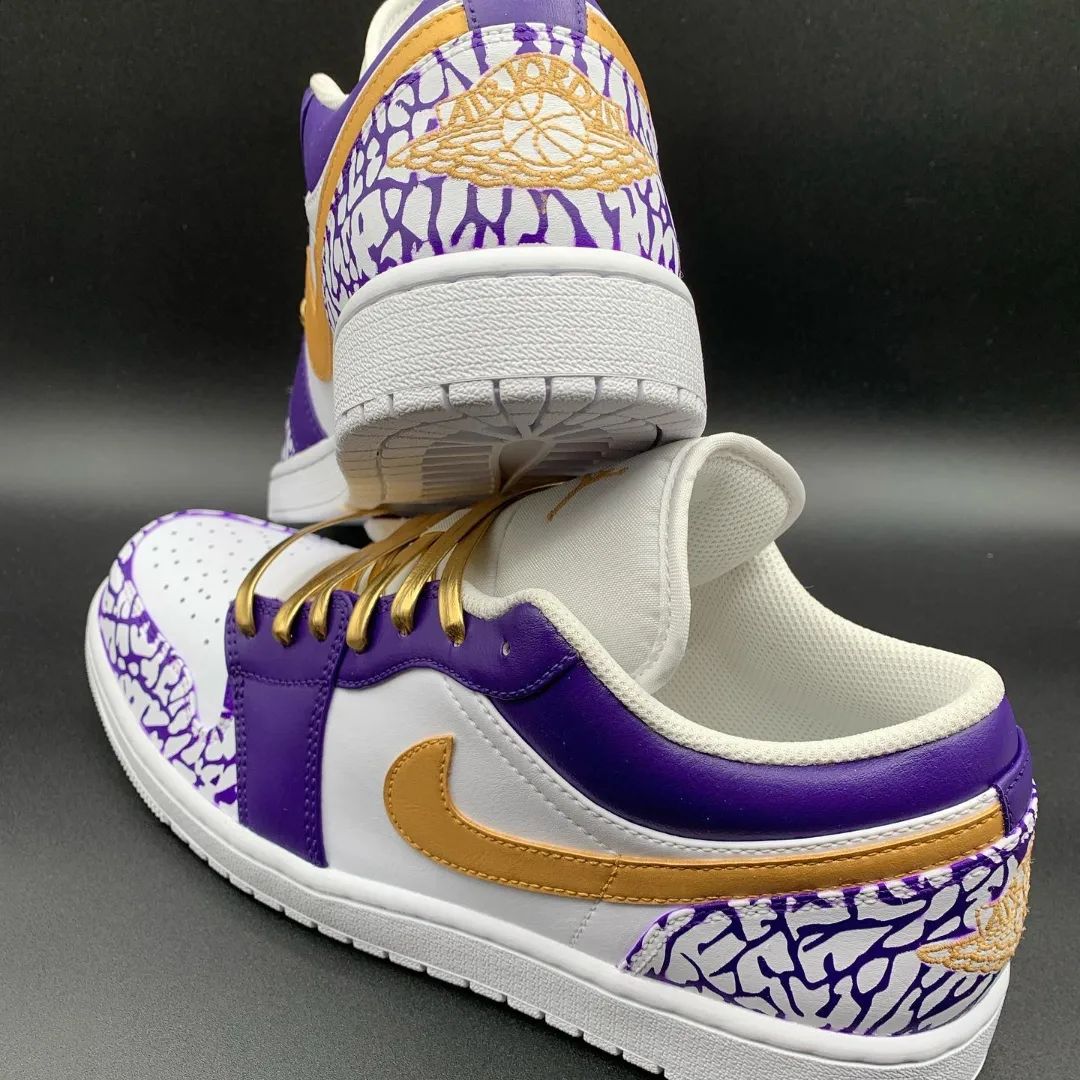 Golden Purple Net Custom Sneakers Air Jordan 1 Low