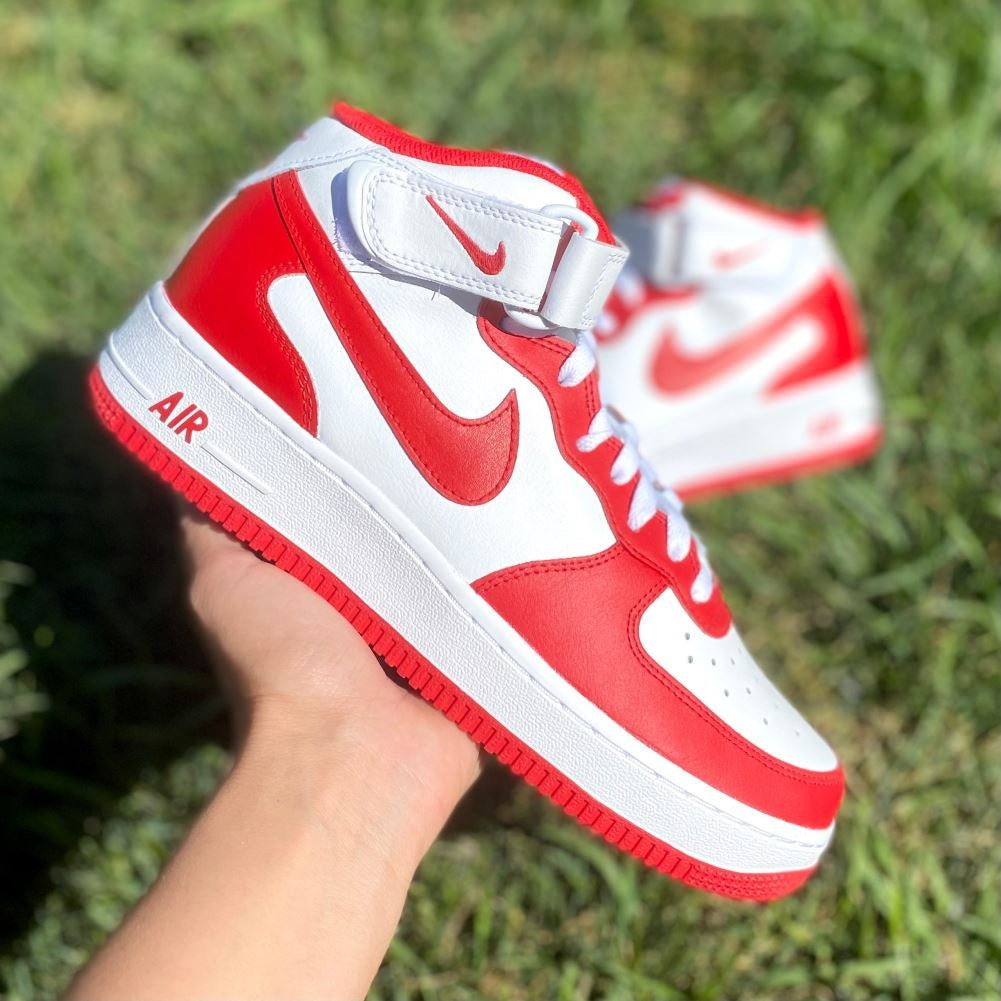 Red Custom Sneakers Air Force 1 Mid
