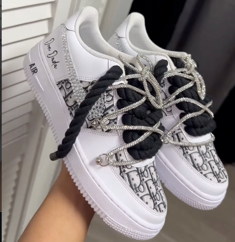 Hand Painted Custom Rhinestone Air Force 1 Sneakers