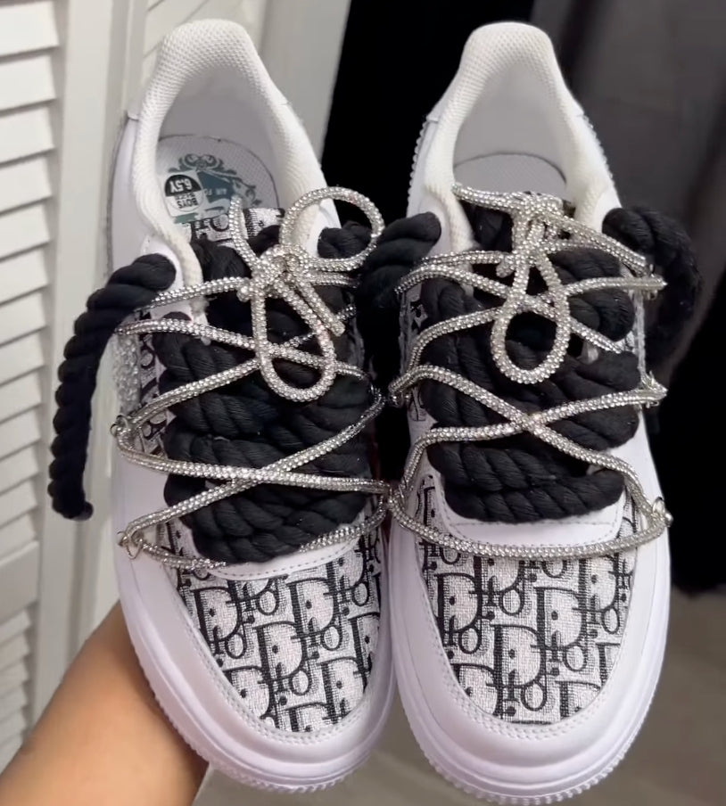 Hand Painted Custom Rhinestone Air Force 1 Sneakers