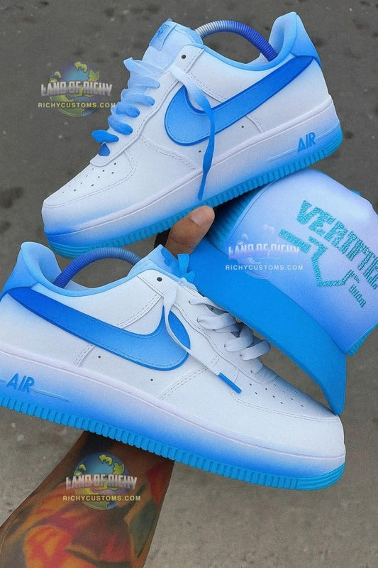 Hand Painted Blue Gradient Custom Air Force 1 Sneakers
