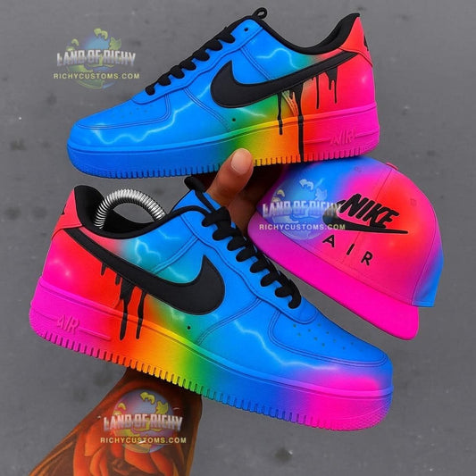 Hand Painted Rainbow Drip Custom Air Force 1 Sneakers