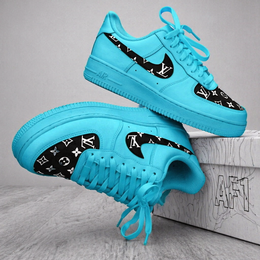 Hand Painted Turquoise Custom Air Force 1 Sneakers