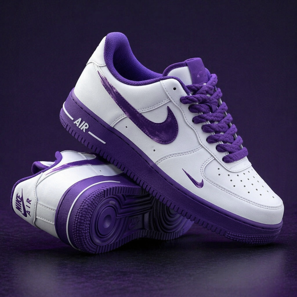 Custom Hand Painted Purple Air Force 1 Sneakers
