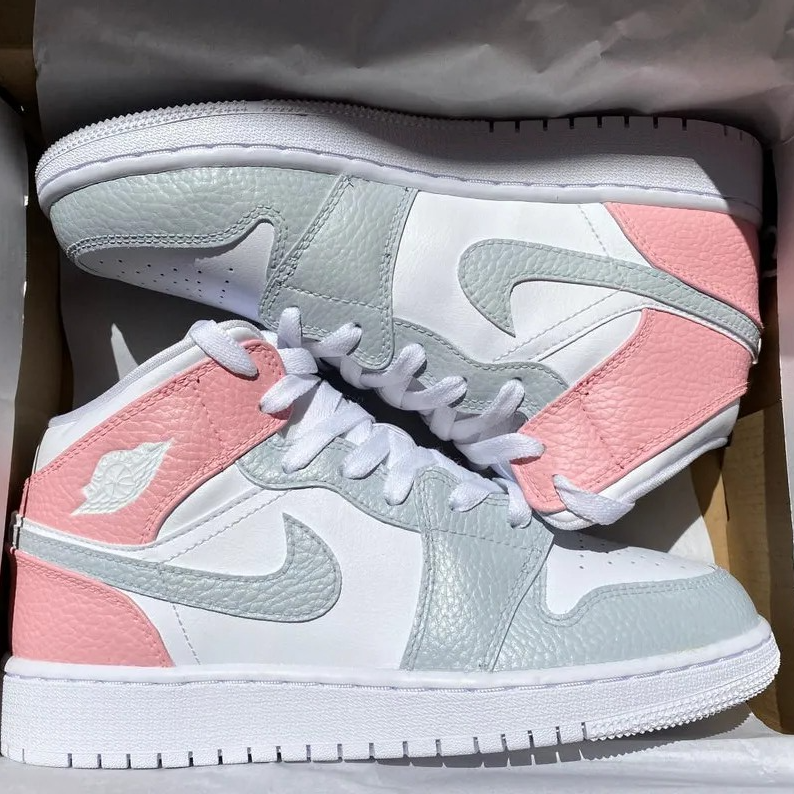Custom Air Jordan 1 Grey Pink White