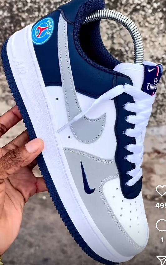 Navy & White Hand Painted Custom Air Force 1 Sneakers