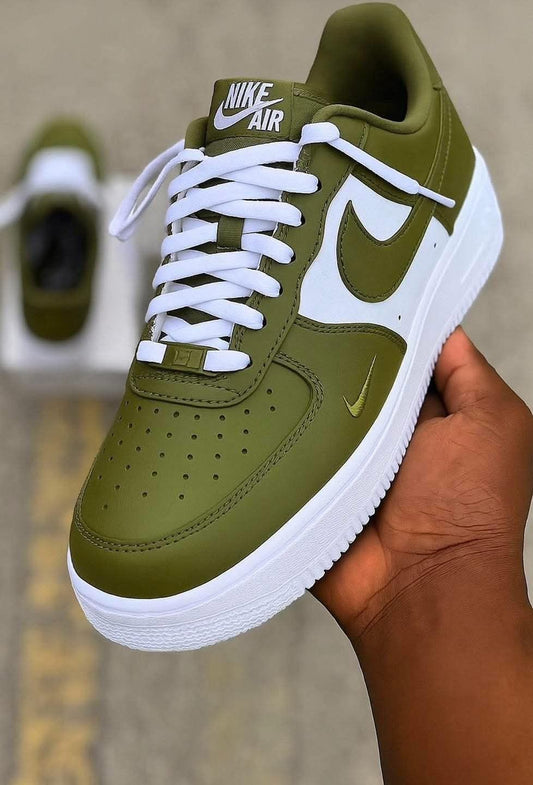 Hand Painted Olive Green Custom Air Force 1 Sneakers