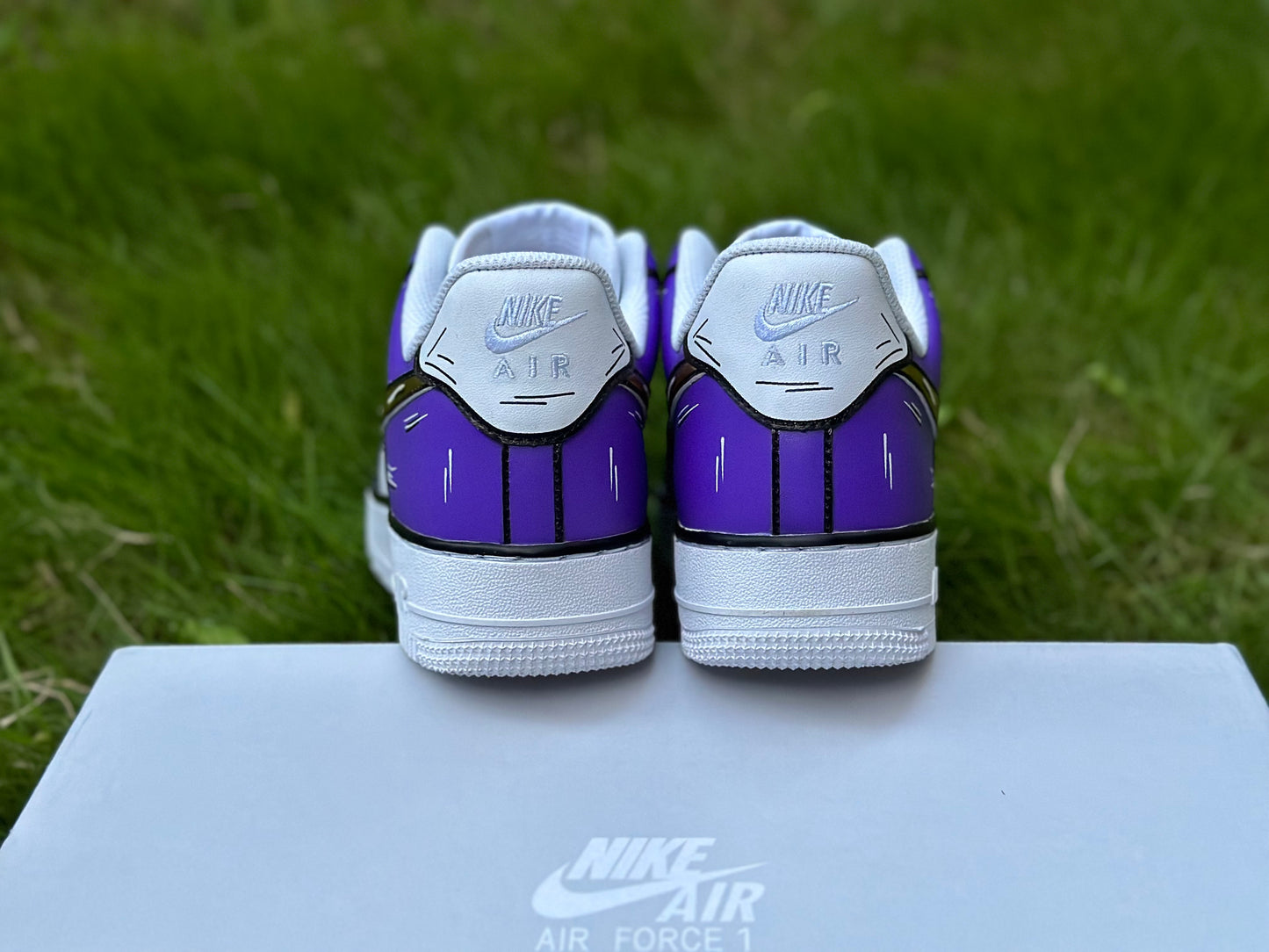 Custom Air Force 1 Purple Gold Cartoon Lines