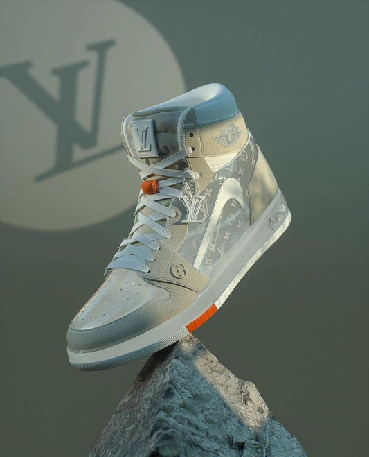 Custom Air Jordan 1 Silver White LV