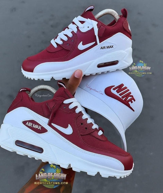 Hand Painted Burgundy White Custom Air Max Sneakers