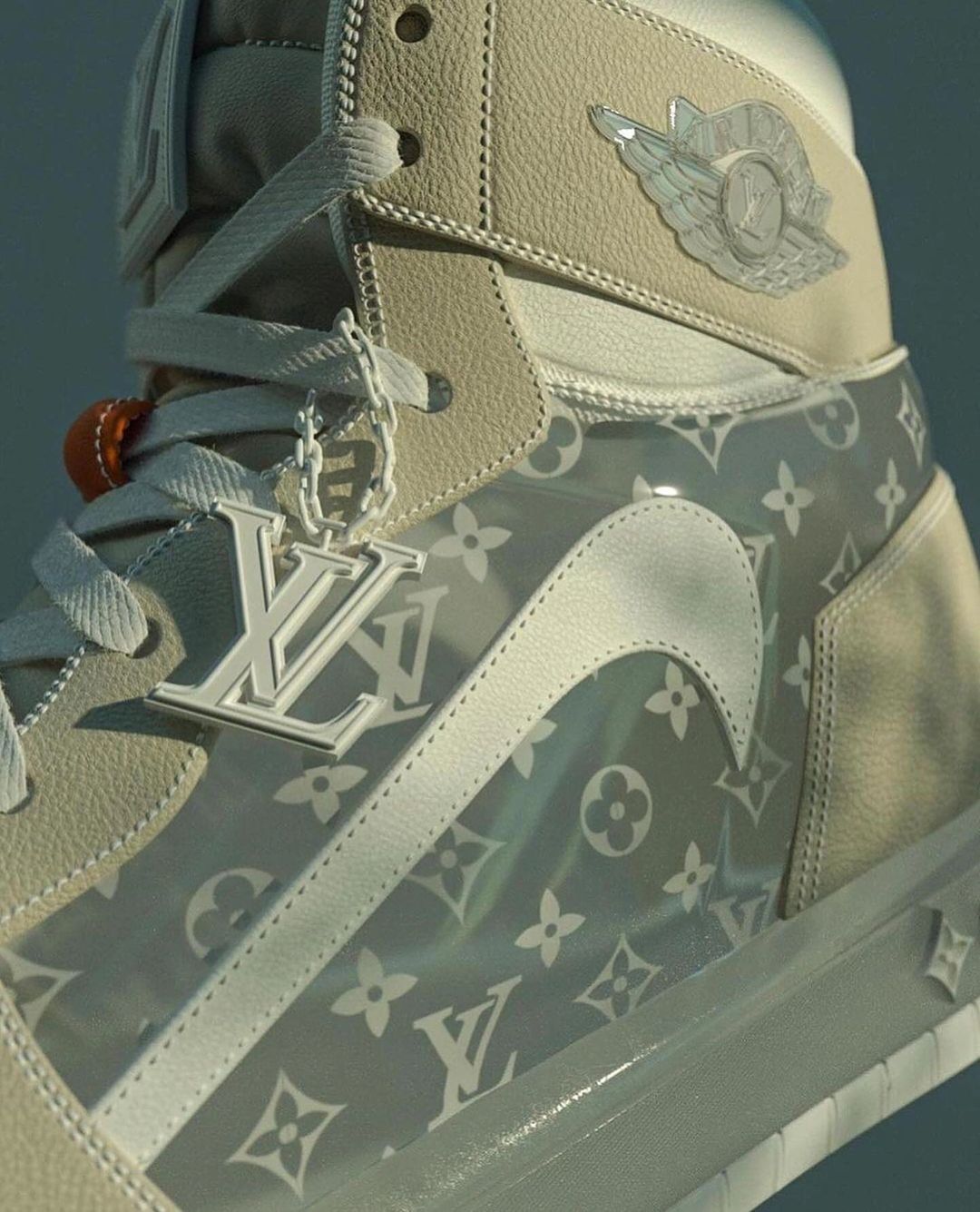 Custom Air Jordan 1 Silver White LV