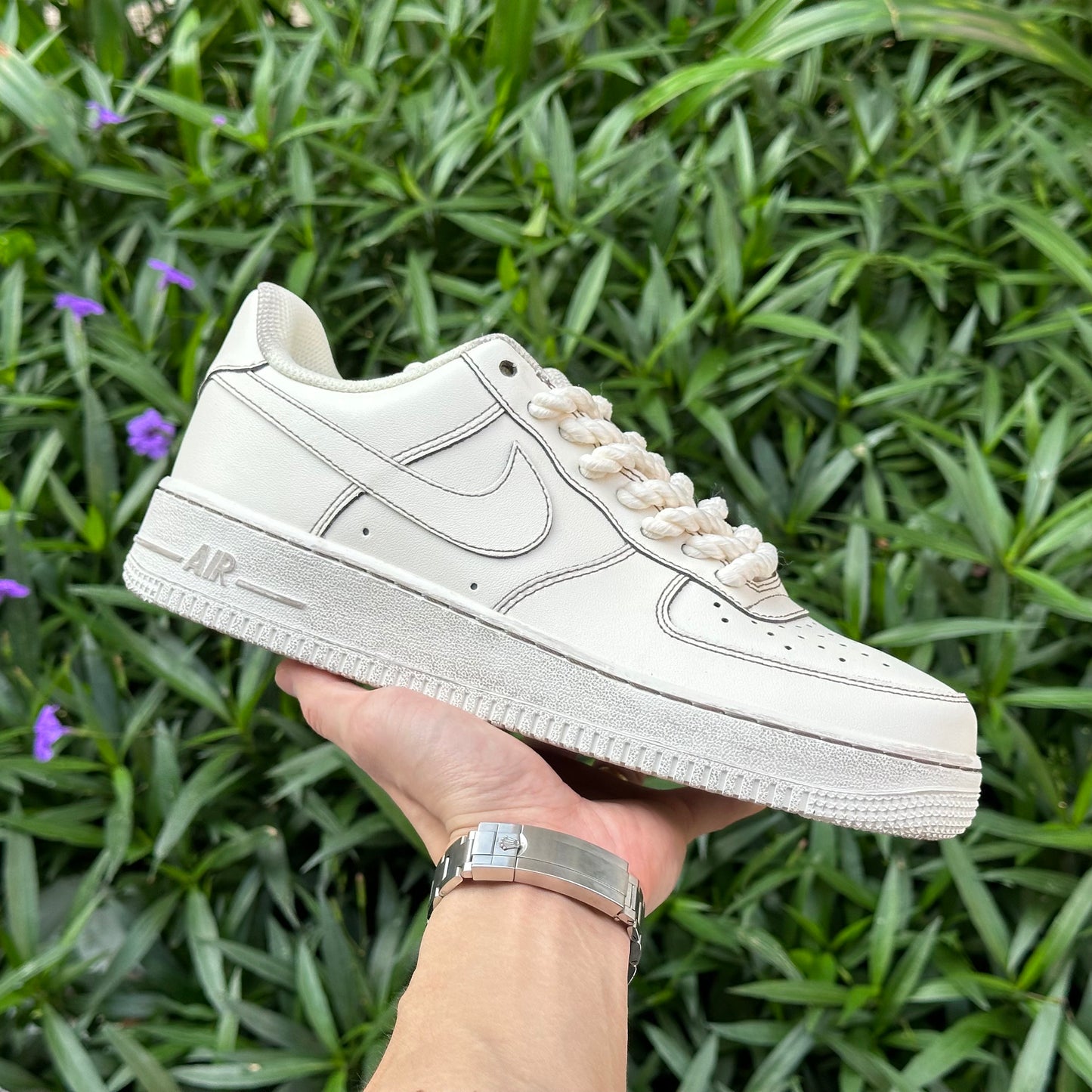 Custom Air Force 1 Hemp Rope Shoelaces, Dirty soles