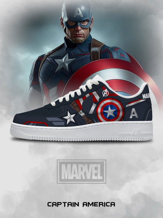 Hand Painted Captain America Custom Air Force 1 Sneakers