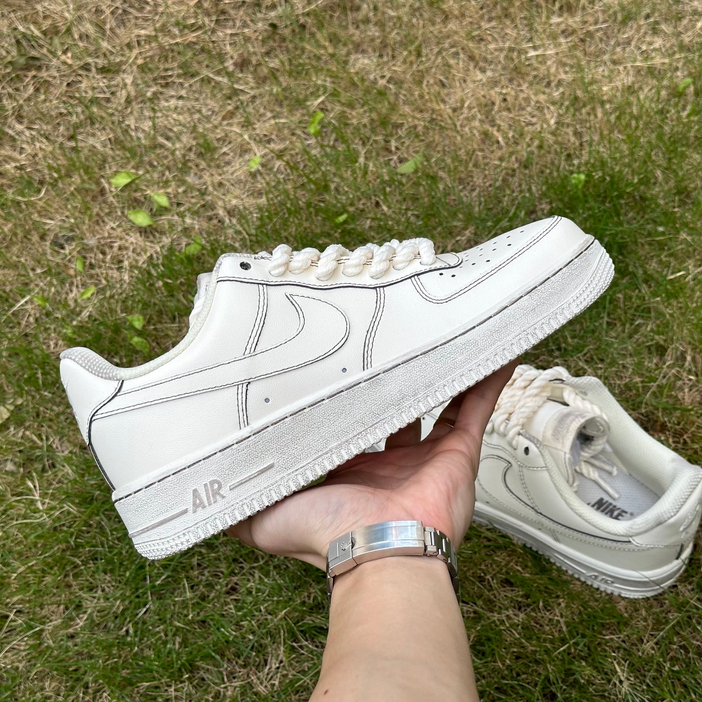 Custom Air Force 1 Hemp Rope Shoelaces, Dirty soles