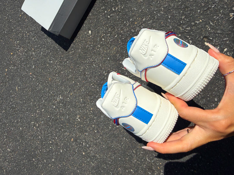 Hand Painted Red Blue Rhinestone Custom Air Force 1 Sneakers