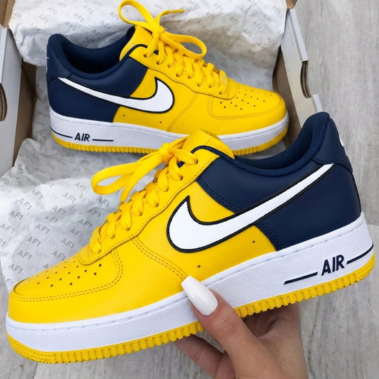 Yellow Dark Blue Custom AF 1s Shoes