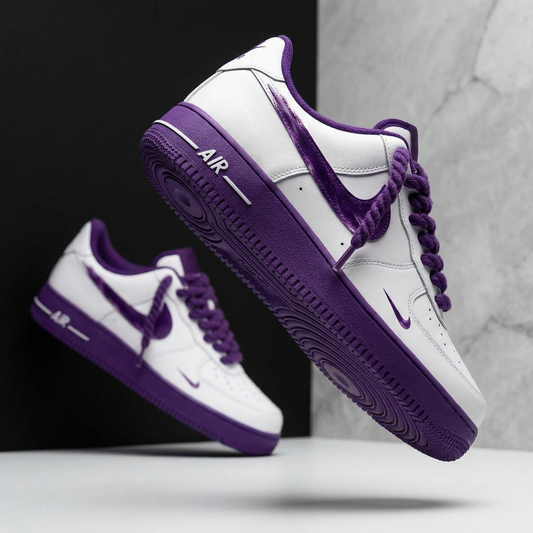 Hand Painted Purple Custom Air Force 1 Sneakers