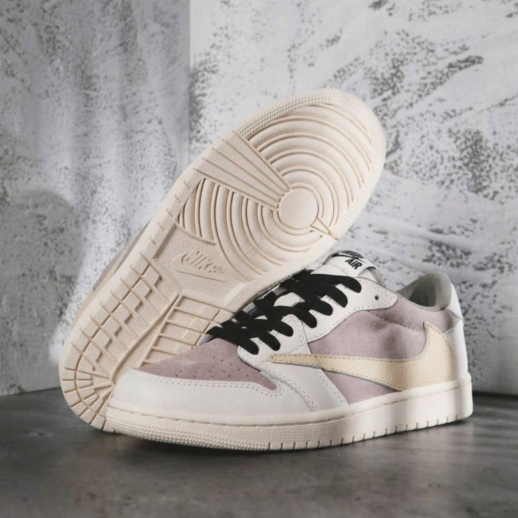 Hand Painted Grey Cream Custom Air Jordan 1 Sneakers