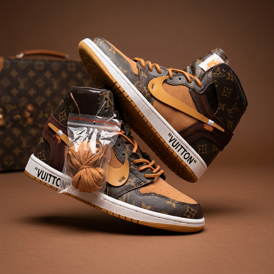 Hand Painted Custom Brown Air Jordan 1 Sneakers