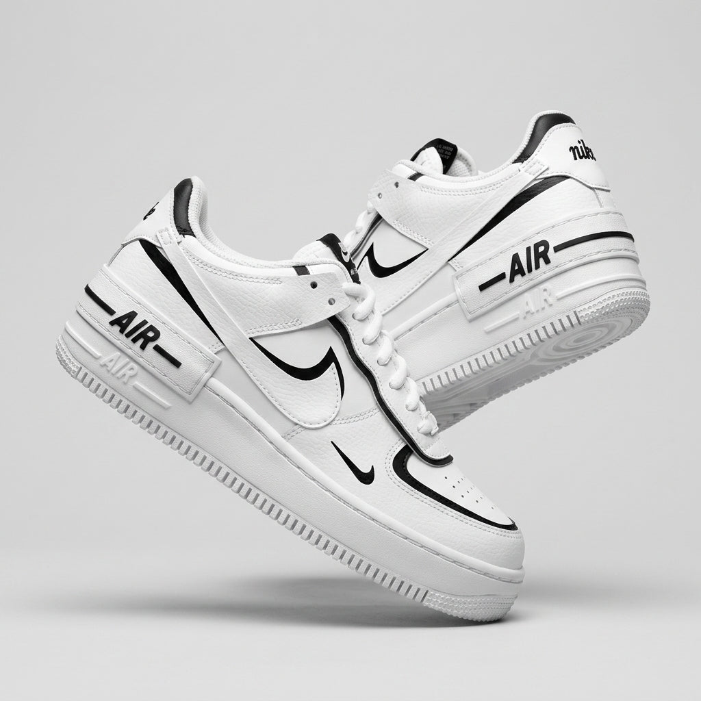 Custom Hand Painted Black & White Air Force 1 Sneakers