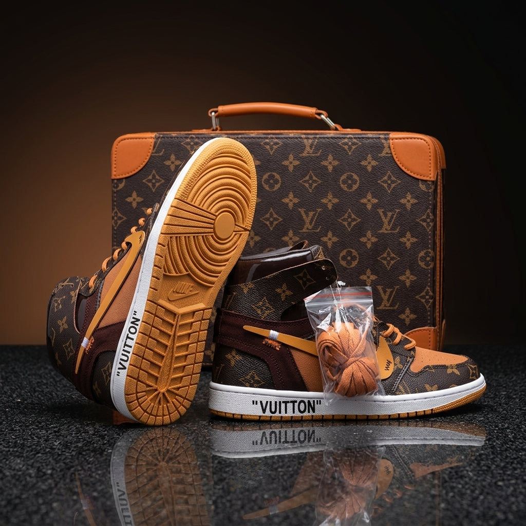 Hand Painted Custom Brown High Top Sneakers