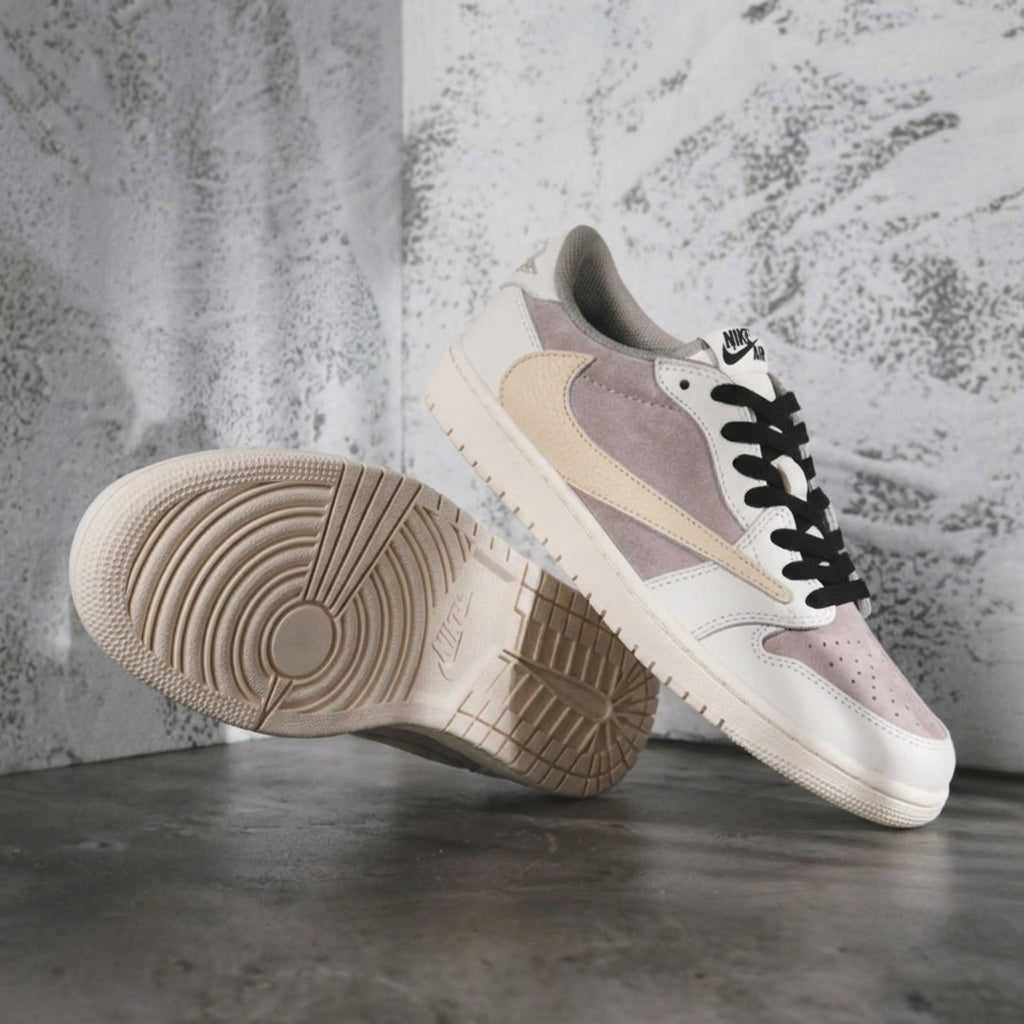 Hand Painted Light Gray Pink Custom Air Jordan 1 Sneakers