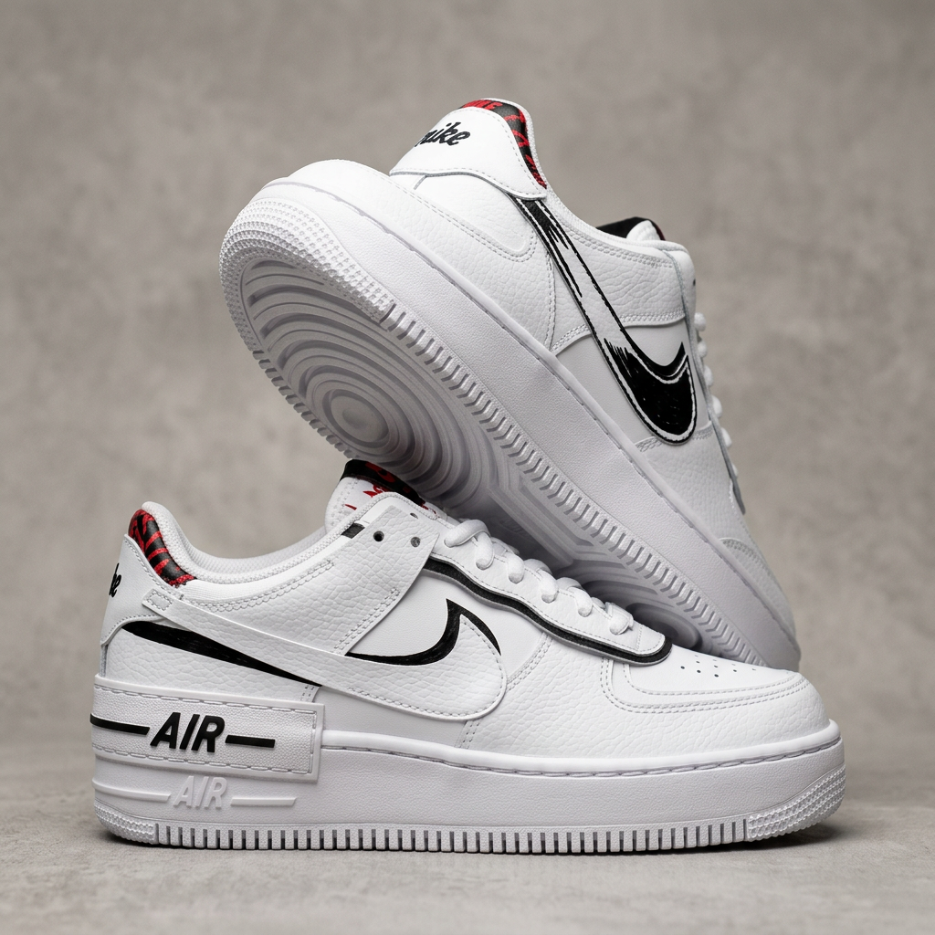 Custom Hand Painted Black & White Air Force 1 Sneakers