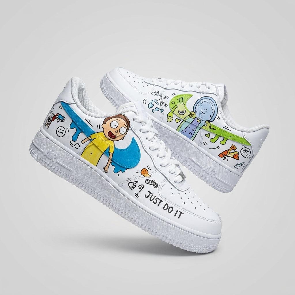 Hand Painted Rick and Morty Custom Air Force 1 Sneakers