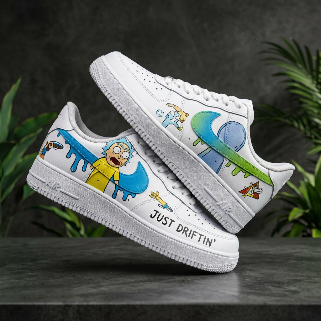 Hand Painted Rick & Morty Custom Air Force 1 Sneakers