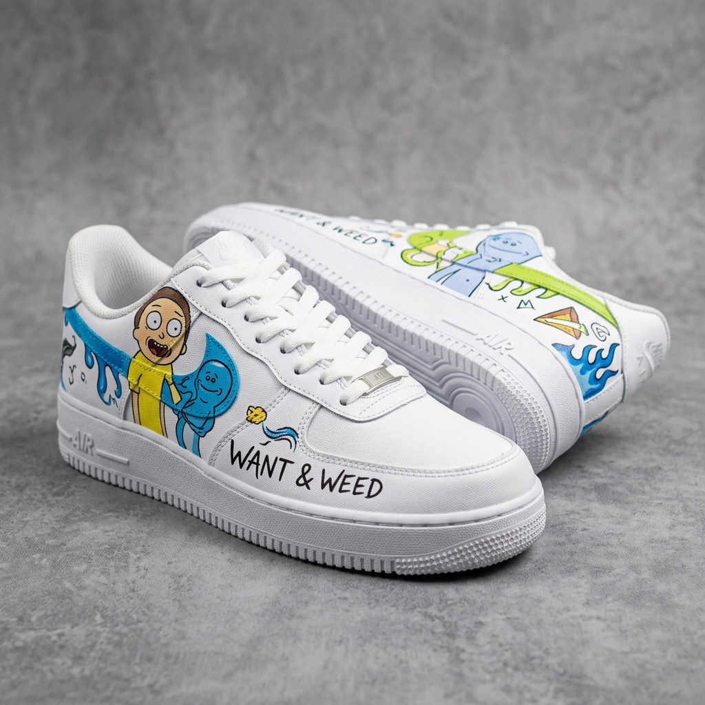 Hand Painted Rick and Morty Custom Air Force 1 Sneakers