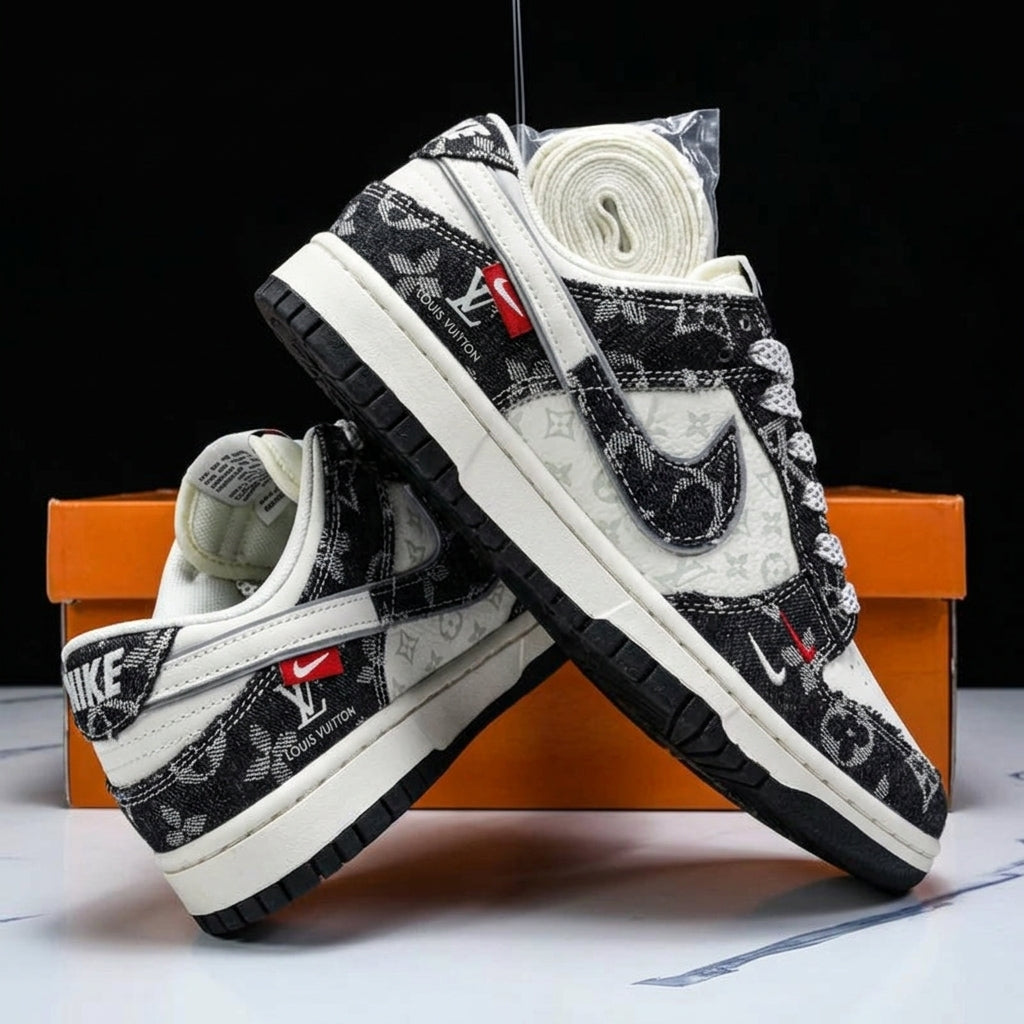 Hand Painted Denim Monogram Custom Sneakers